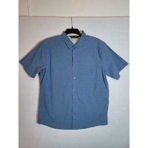 Under Armour Fitted Shirt Mens XL Button Up Blue Shark Teeth Print All‎ AOver